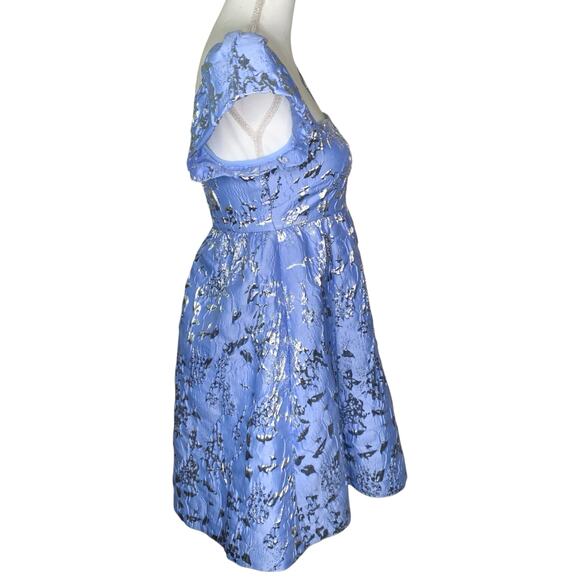 Jonathan Simkhai Kylie Periwinkle Jacquard Puff Sleeve Mini Dress 0 NWT - Picture 7 of 9